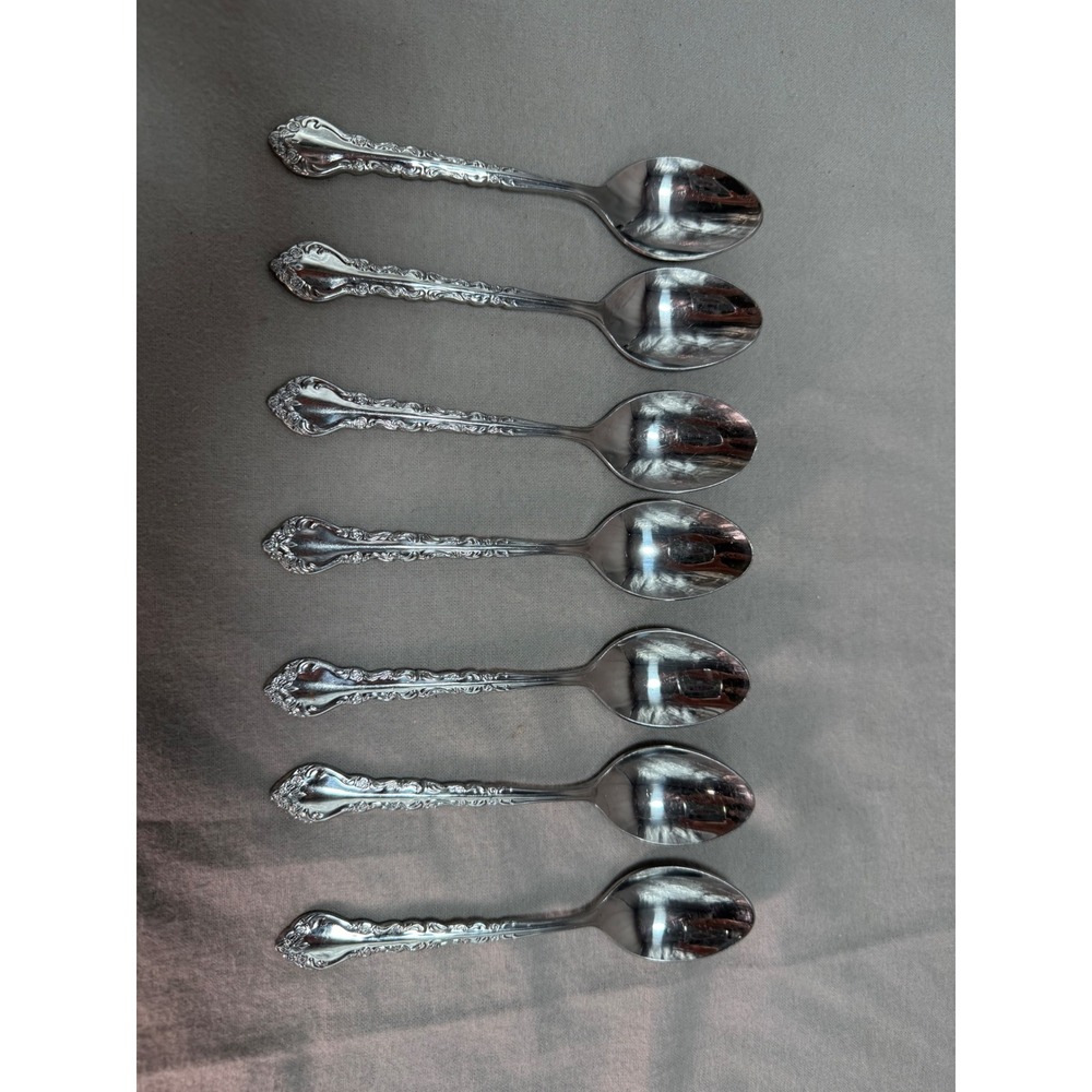 International Silver GIGI Teaspoons Deluxe Stainless Korea Vintage Set of 7 6"